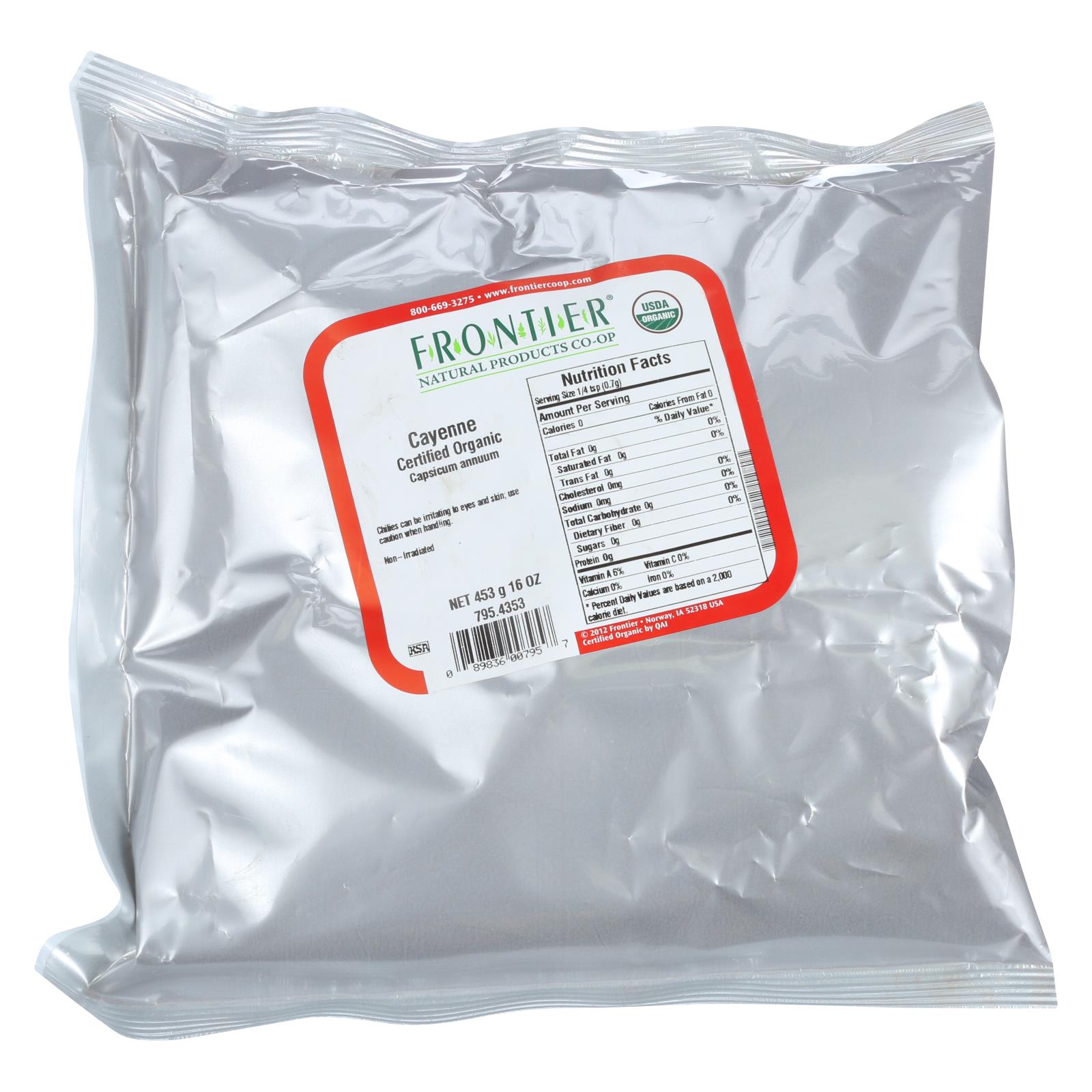 Frontier Herb Cayenne Chili Powder Organic Ground 30000 HU - Single Bulk Item - 1LB