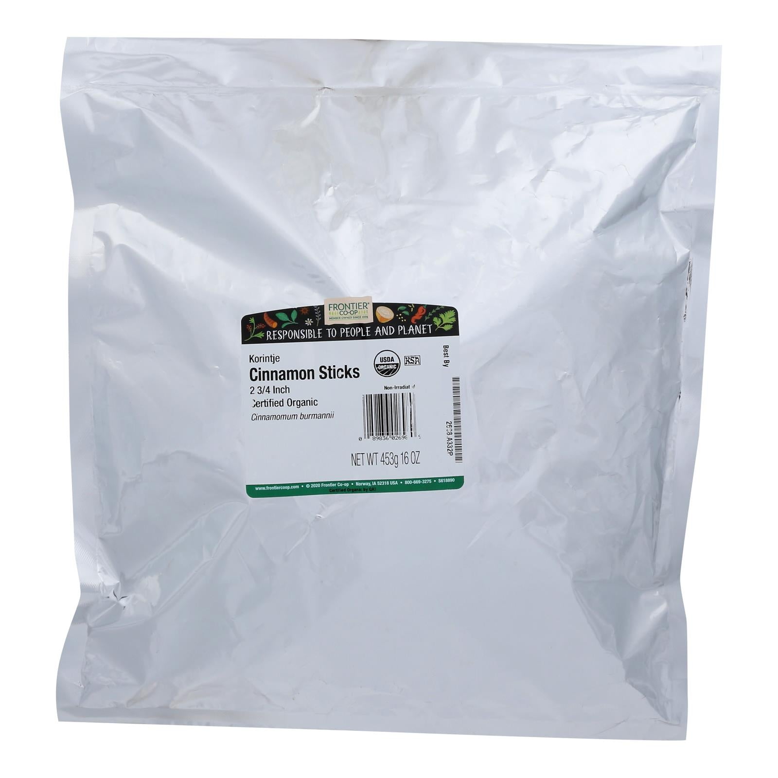 Frontier Herb Cinnamon Organic Sticks 2.75 in - Single Bulk Item - 1LB