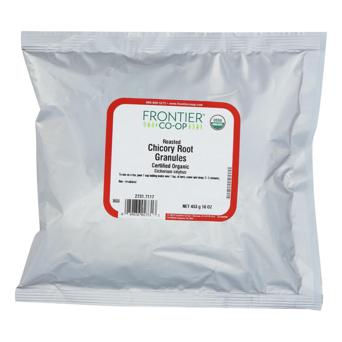 Frontier Herb Organic Roasted Chicory Root Granules - Single Bulk Item - 1LB