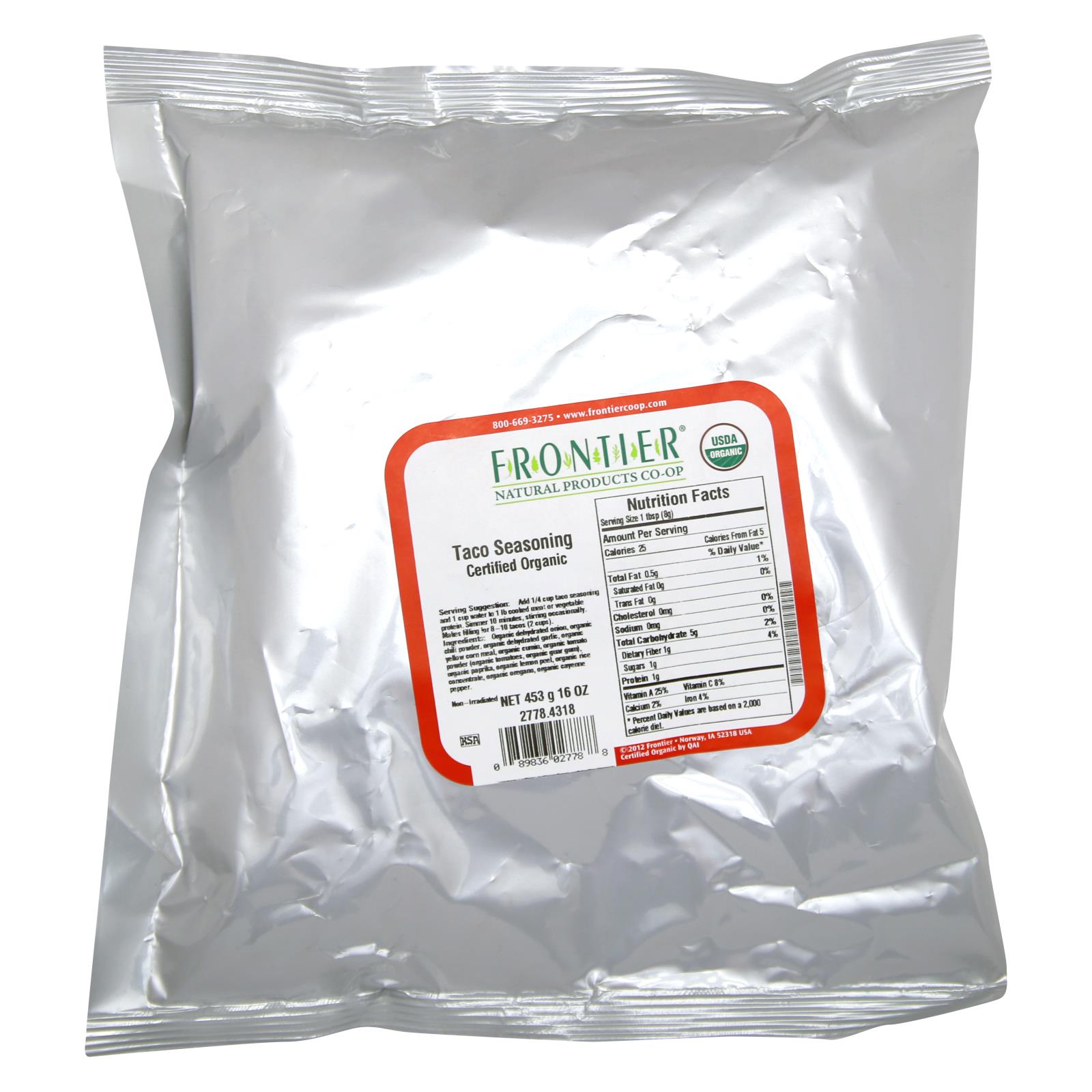 Frontier Herb Taco Seasoning Organic - Single Bulk Item - 1LB