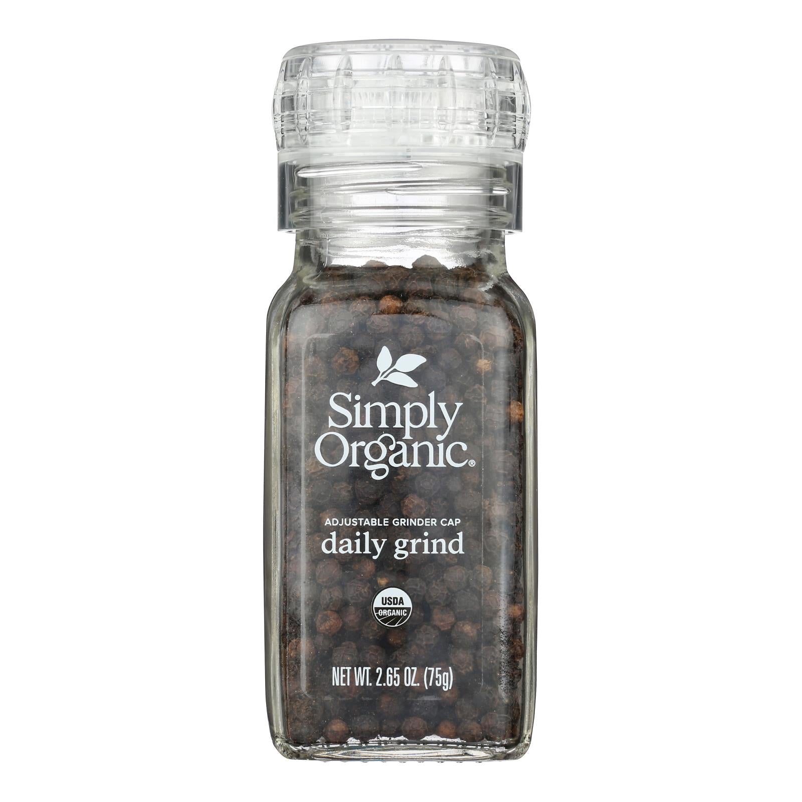 Simply Organic Daily Grind Black Peppercorns - Organic - Grinder - 3 oz