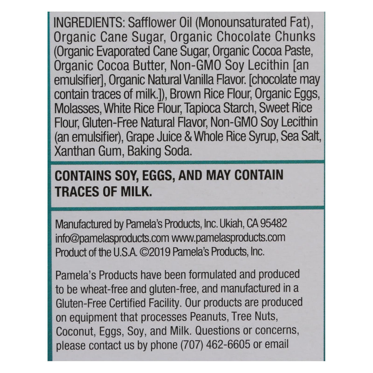 Pamela's Products - Cookies - Chunky Chocolate Chip - Gluten-Free - Case of 6 - 6.25 oz.