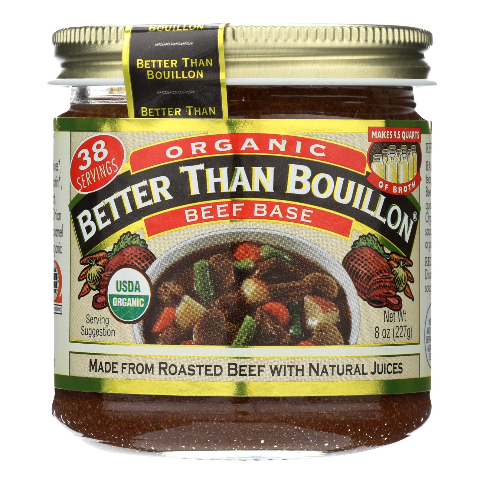 Better Than Bouillon Organic Seasoned - Beef Base - Case of 6 - 8 oz.