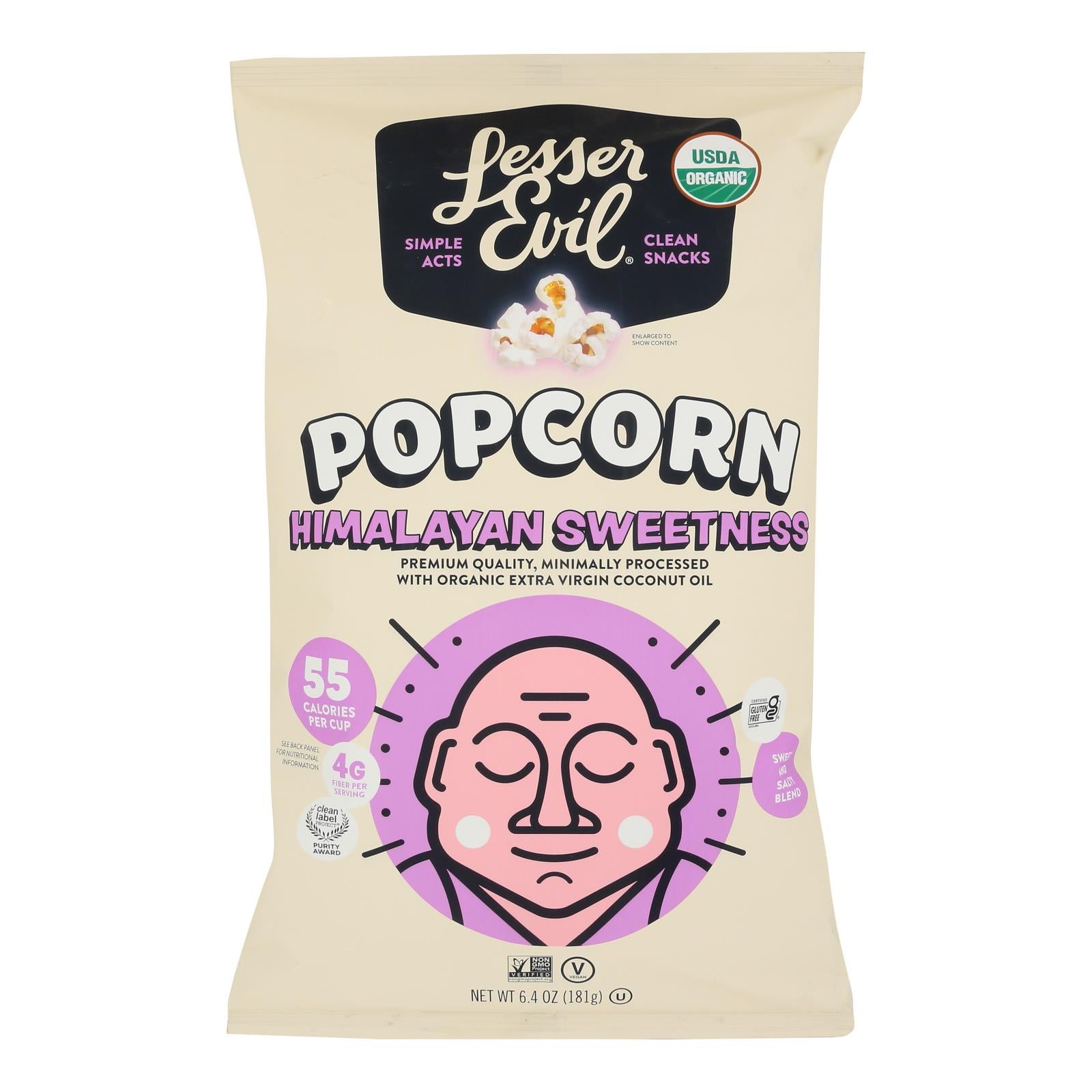Lesser Evil, Popcorn Himalayan Sweetness Organic, Case Of 12, 6.4 oz
