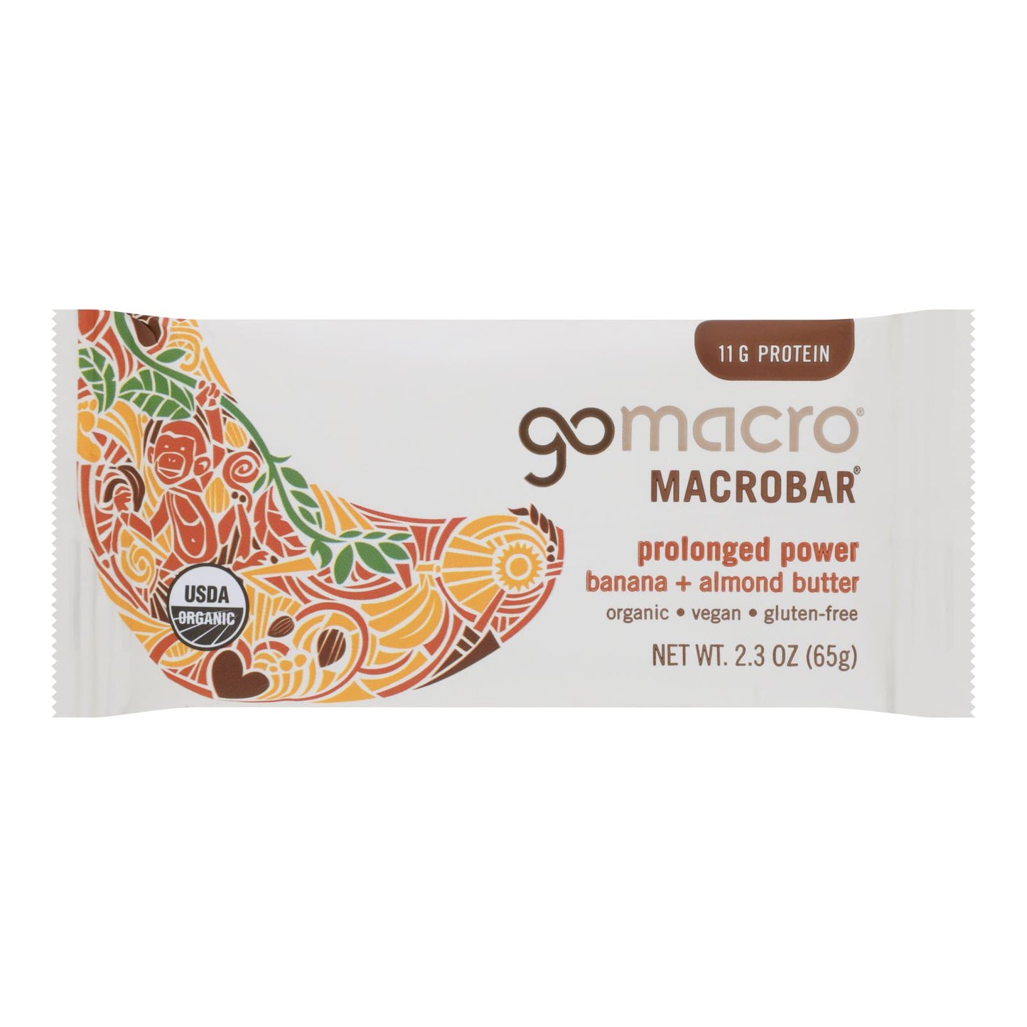 GoMacro Organic Macrobar - Banana and Almond Butter - 2.3 oz Bars - Case of 12