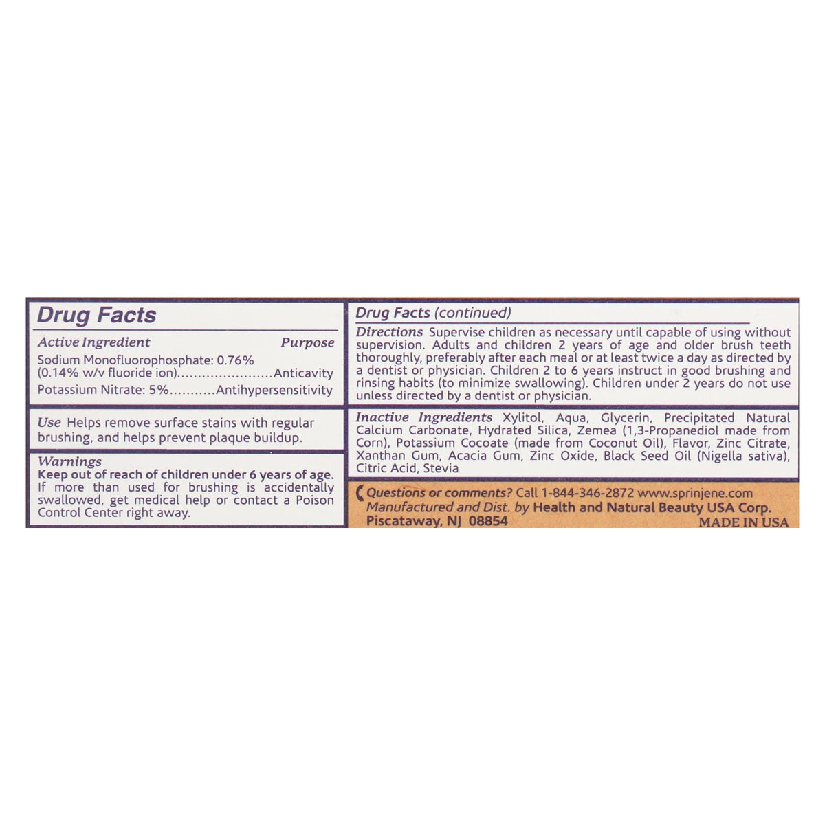 Sprinjene Natural Toothpaste - Sensative - Flouride - 3.5 oz