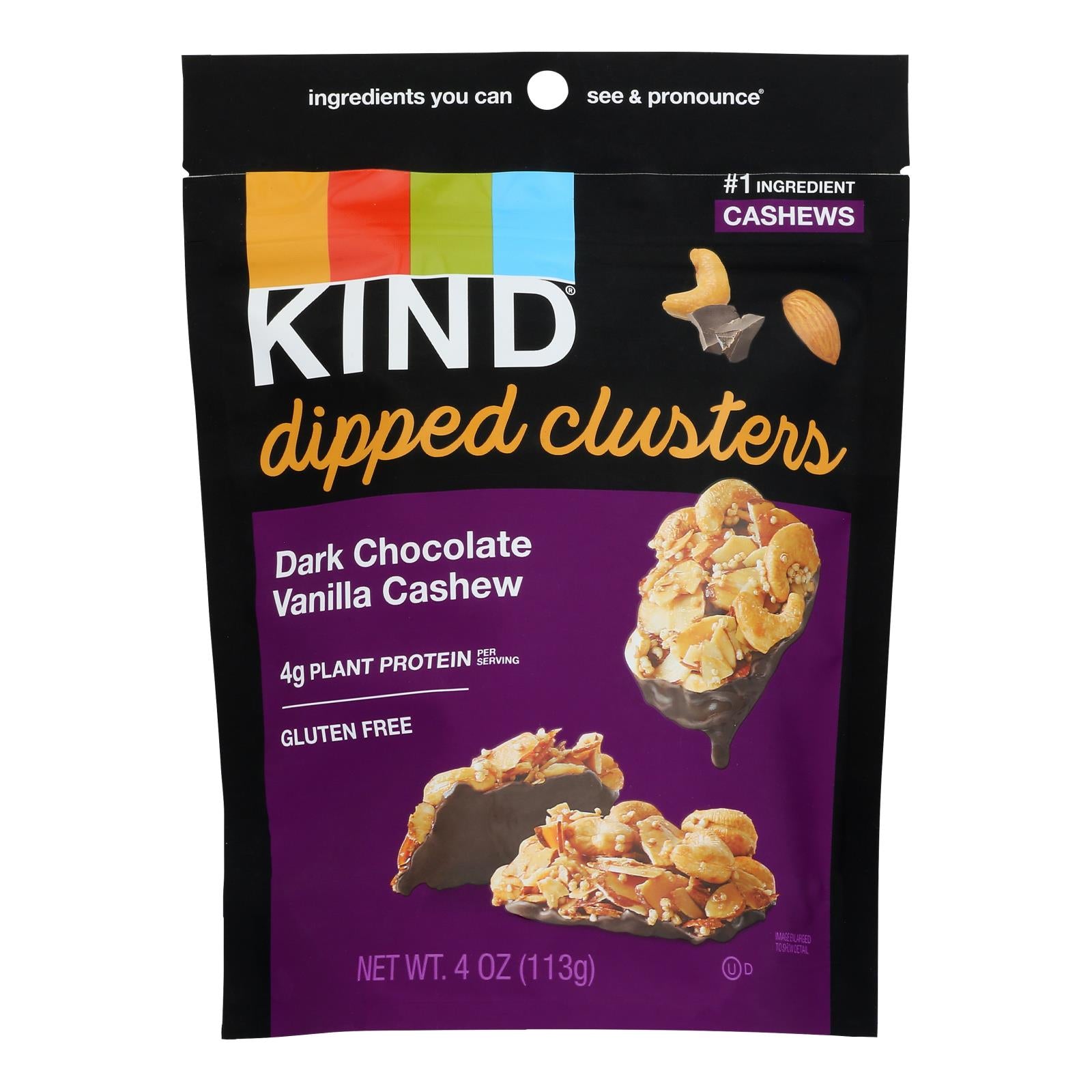 Kind - Clstr Dip Dkchoc Vanilla Cshw - Case of 8-4 OZ