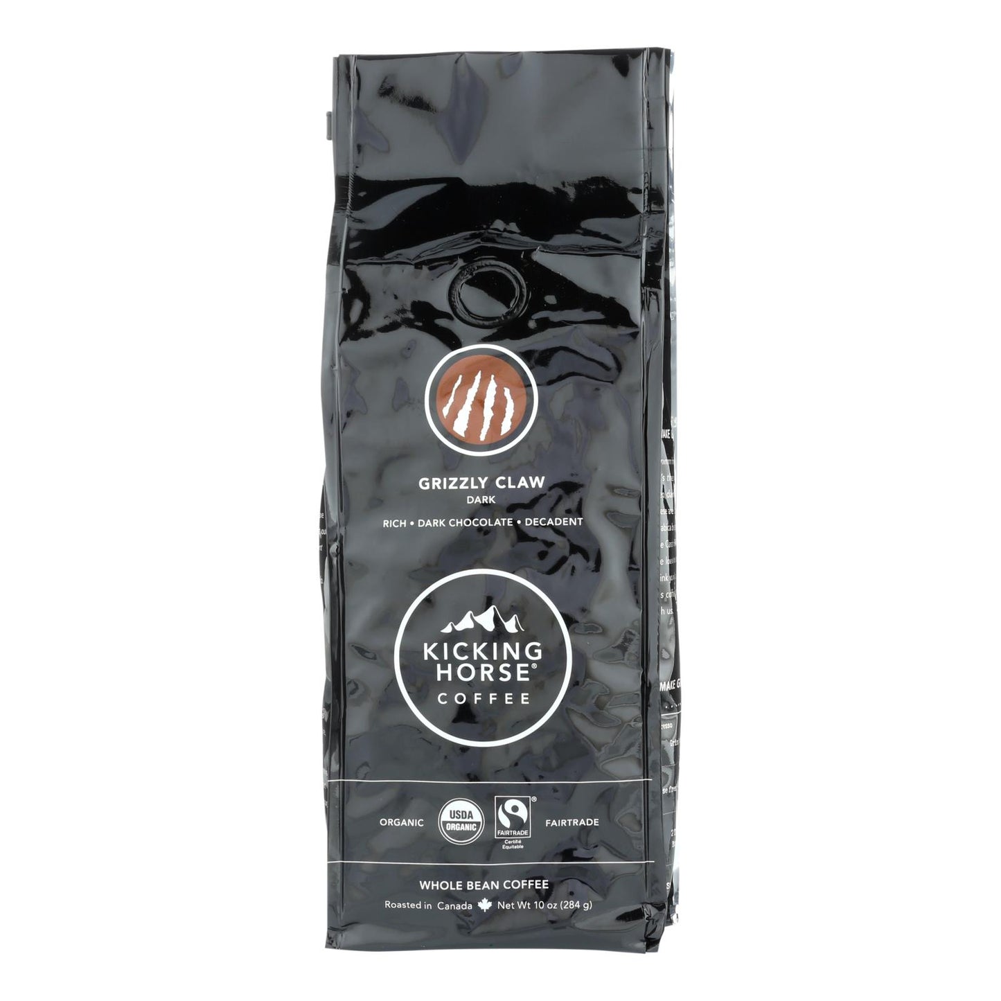 Kicking Horse Coffee - Organic - Whole Bean - Grizzly Claw - Dark Roast - 10 oz - case of 6
