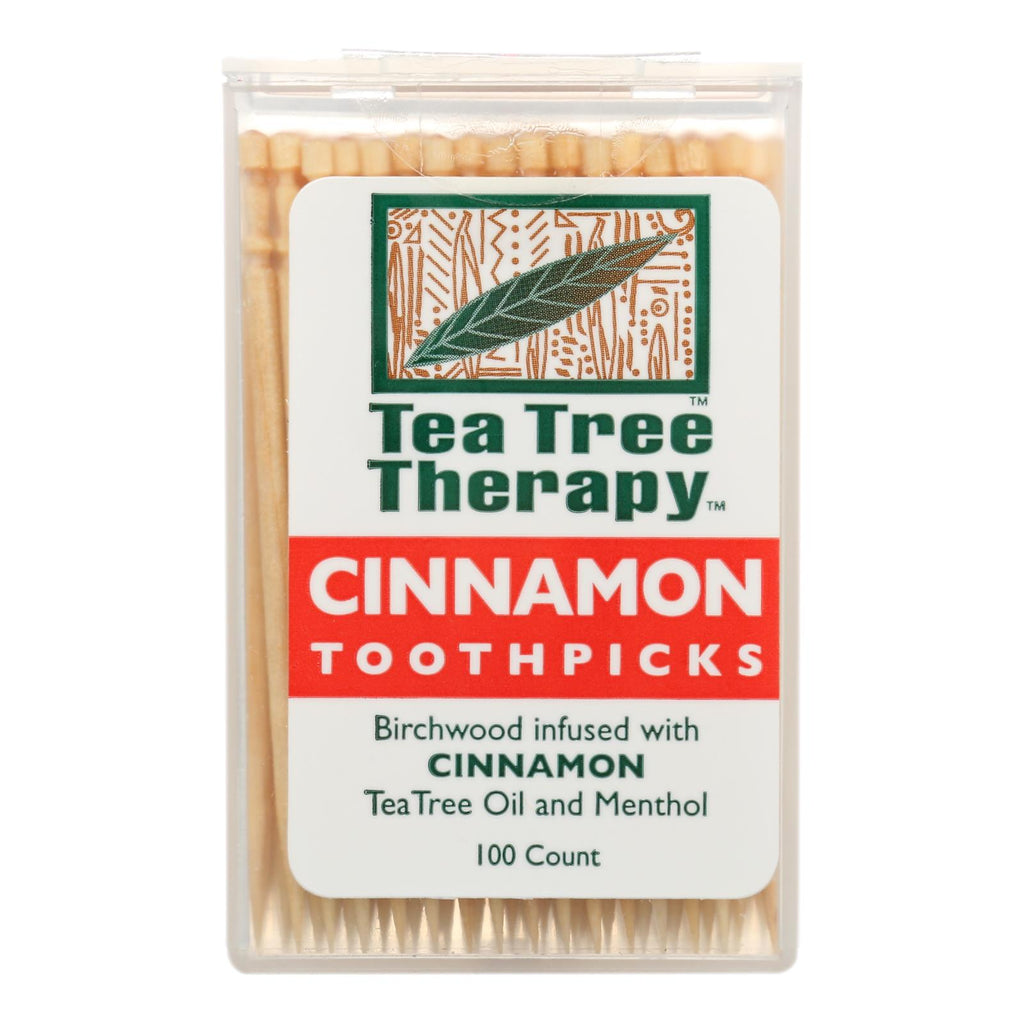 Tea Tree Therapy Toothpicks Cinnamon - 100 Toothpicks - Case of 12