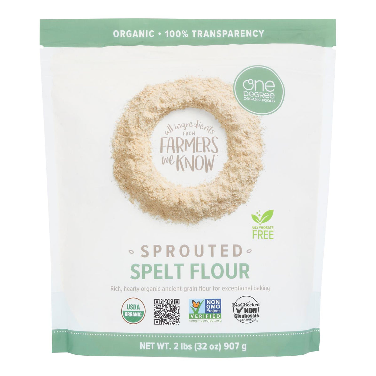 One Degree Organic Foods Sprouted Spelt Flour - Organic - Case of 6 - 32 oz.