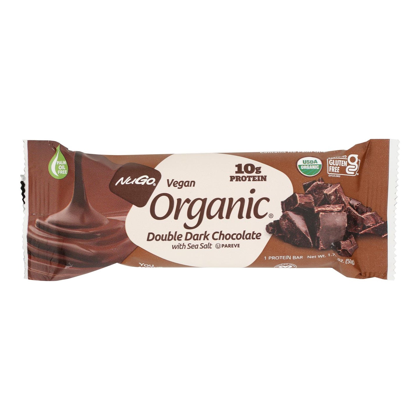 NuGo Nutrition Bar - Organic Double Dark Chocolate - 1.76 oz - Case of 12