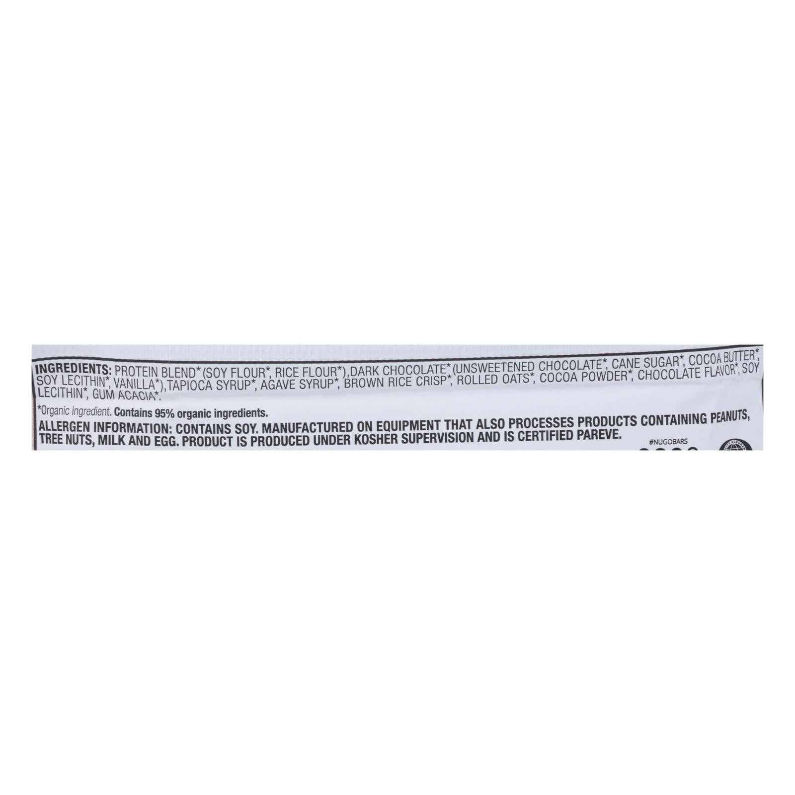 NuGo Nutrition Bar - Organic Double Dark Chocolate - 1.76 oz - Case of 12