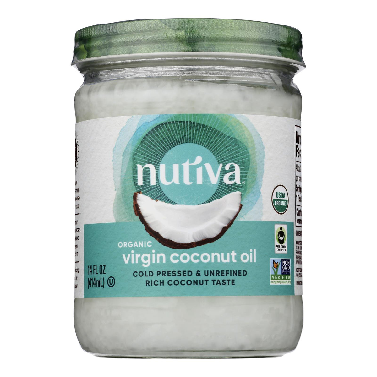 Nutiva Coconut Oil - Organic - Superfood - Virgin - Unrefined - 14 oz - Case of 6