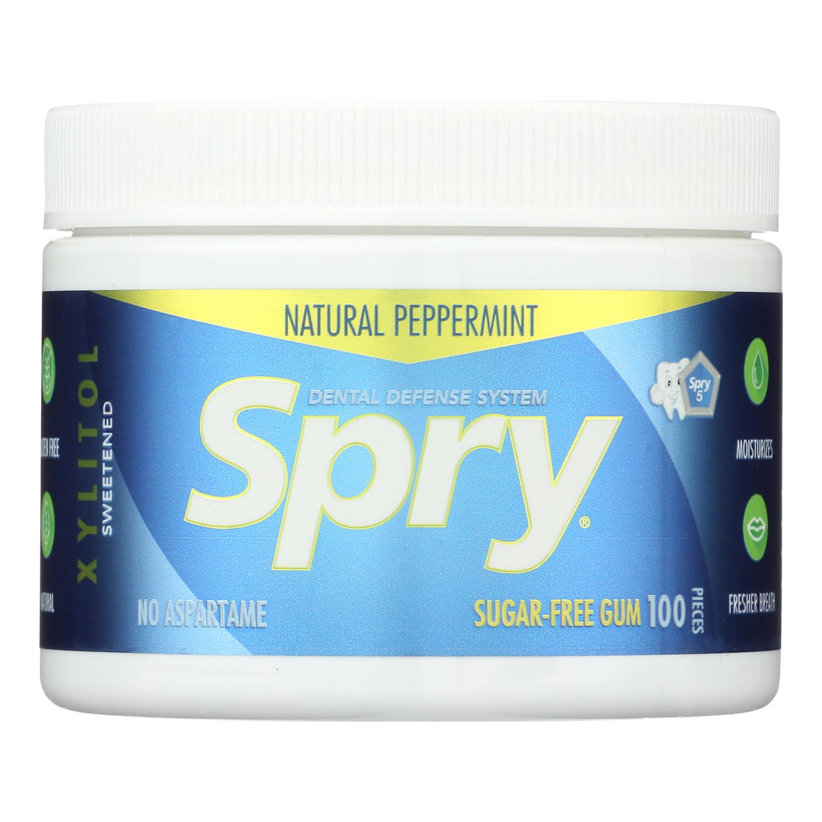 Spry Chewing Gum - Xylitol - Peppermint - 100 count - 1 each