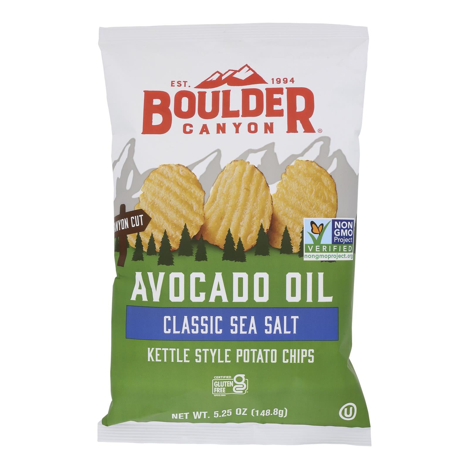 Boulder Canyon, Potato Chips Sea Salt, Case Of 12, 5.25 oz