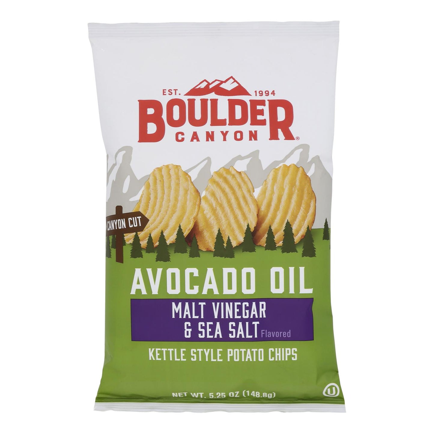 Boulder Canyon, Kettle Chips Malt Vinegar & Sea Salt, Case Of 12, 5.25 oz