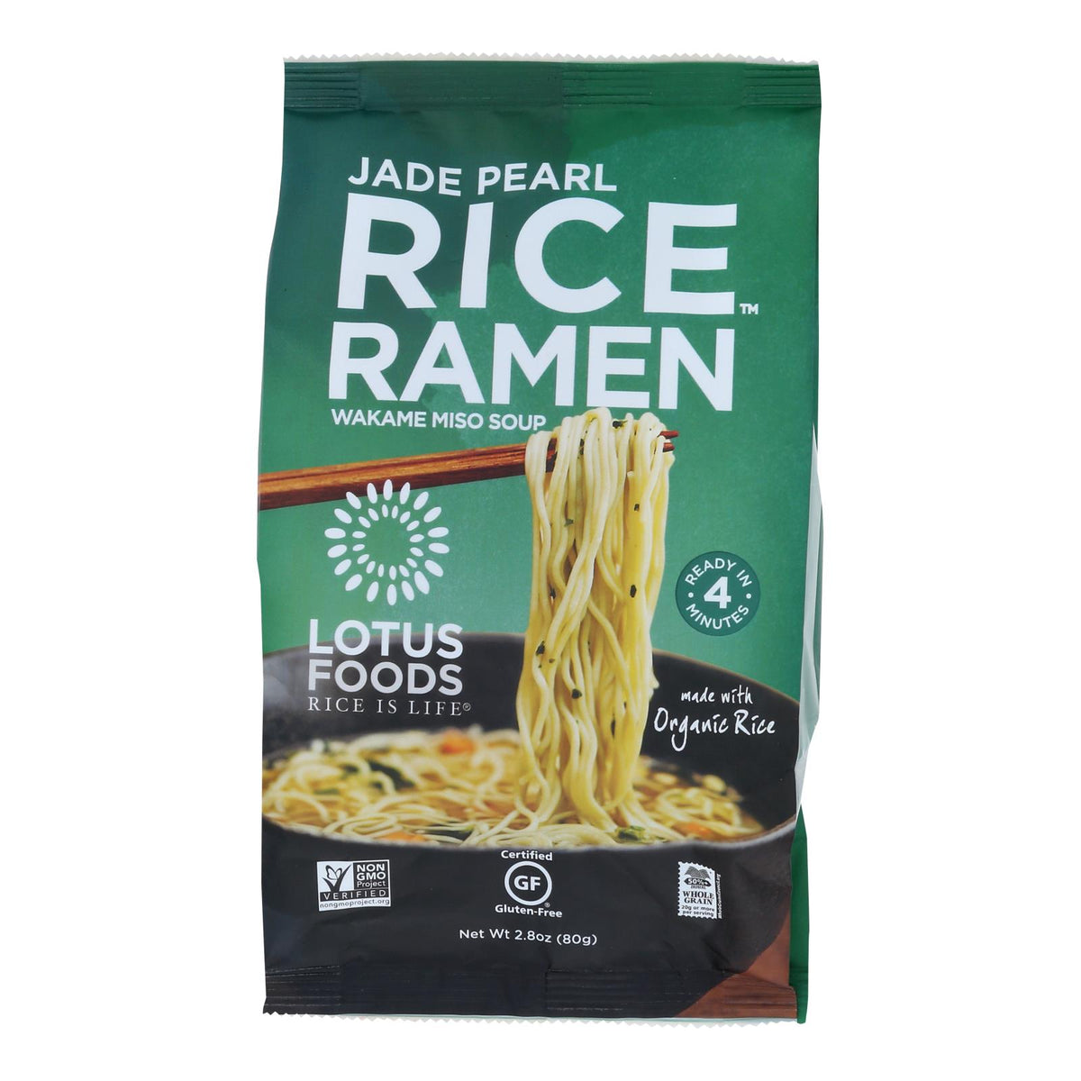 Lotus Foods Ramen - Organic - Jade Pearl Rice - with Miso Soup - 2.8 oz - case of 10