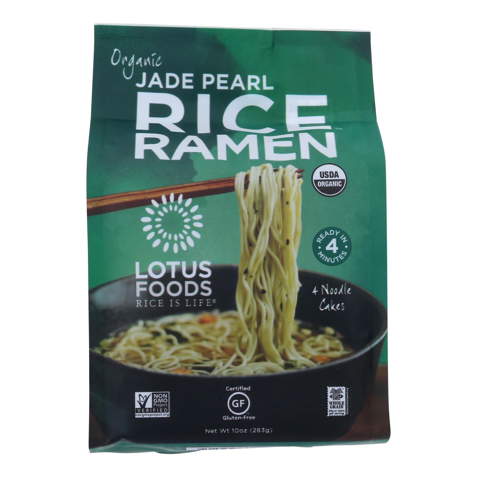 Lotus Foods Ramen - Organic - Jade Pearl Rice - 4 Ramen Cakes - 10 oz - case of 6