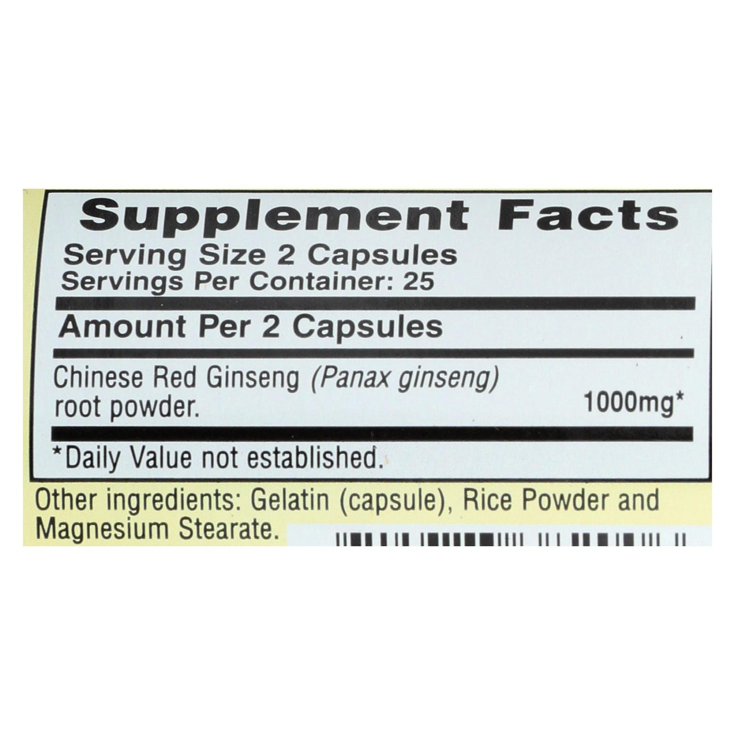 Imperial Elixir Chinese Red Ginseng - 500 mg - 50 Capsules