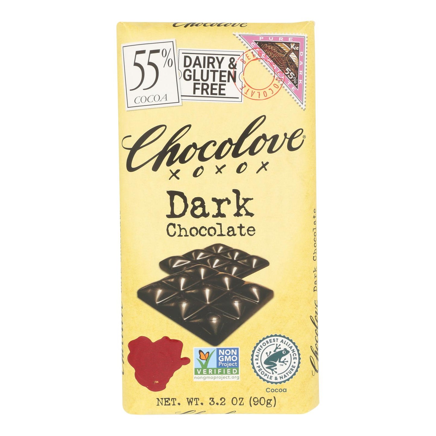 Chocolove Xoxox - Premium Chocolate Bar - Dark Chocolate - Pure - 3.2 oz Bars - Case of 12