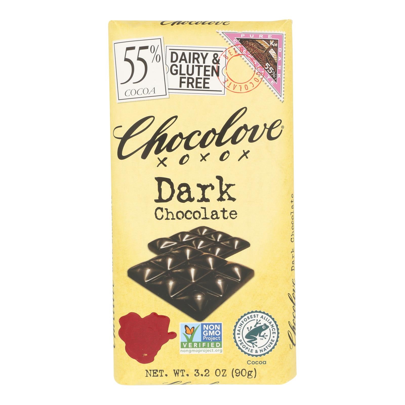 Chocolove Xoxox - Premium Chocolate Bar - Dark Chocolate - Pure - 3.2 oz Bars - Case of 12