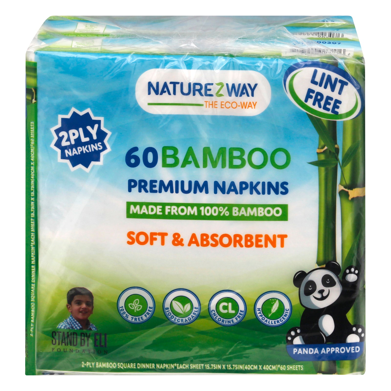 Naturezway - Napkin Bmboo White 180ct - Case of 12-180 CT