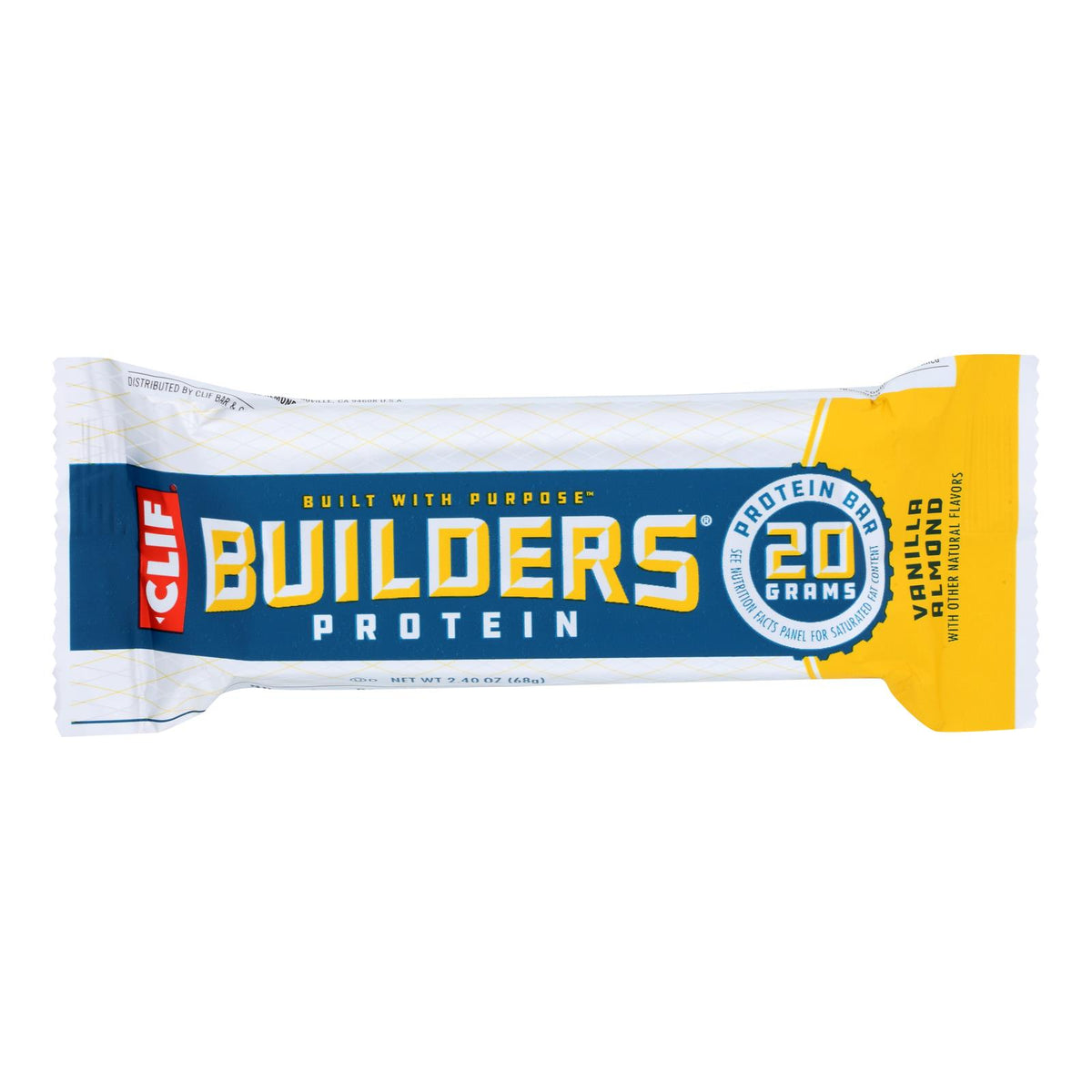 Clif Bar Builder Bar - Vanilla Almond - Case of 12 - 2.4 oz