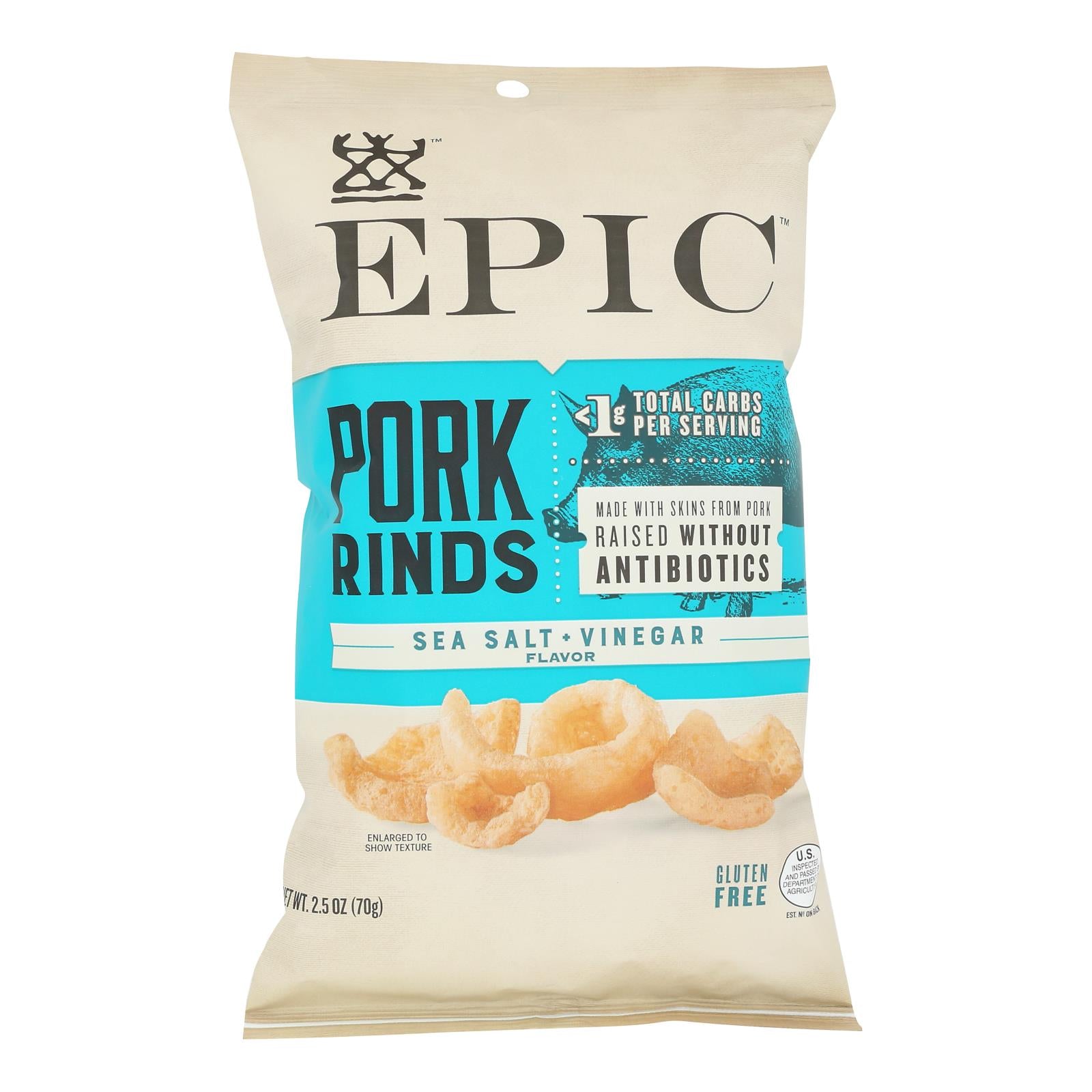Epic - Pork Rinds Sea Salt Vinegar - Case of 12-2.5 OZ
