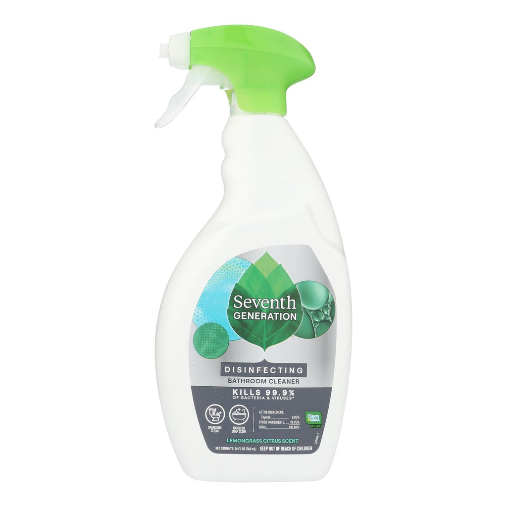 Seventh Generation Disinfecting Bathroom Cleaner - Lemongrass Thyme - Case of 8 - 26 Fl oz.