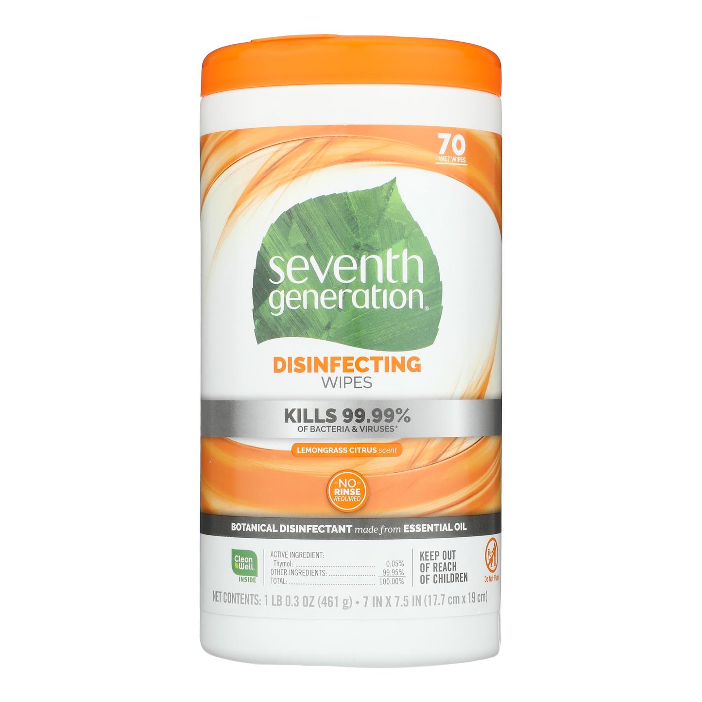 Seventh Generation Disinfecting Wipes Lemongrass and Citrus - 70 Wipes