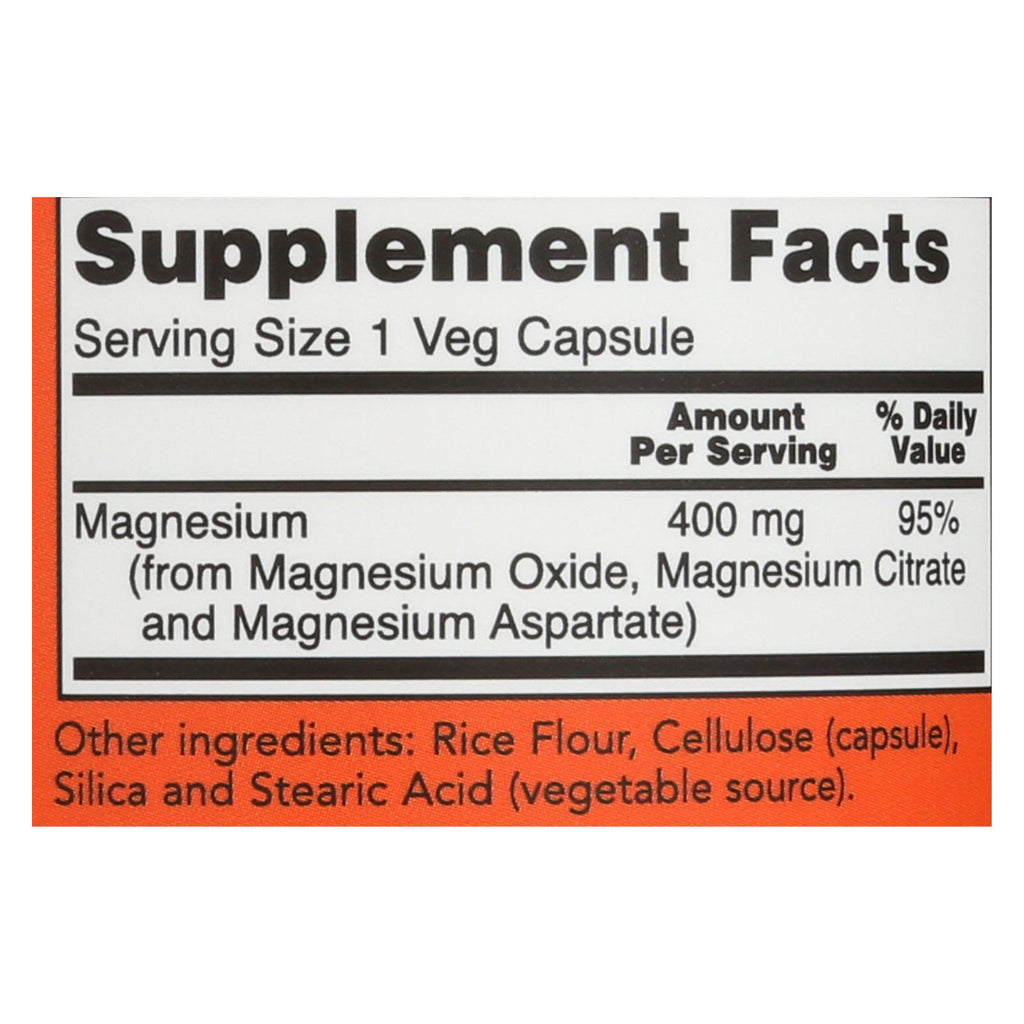 Now Foods - Magnesium 400mg - 1 Each 1-180 CAP