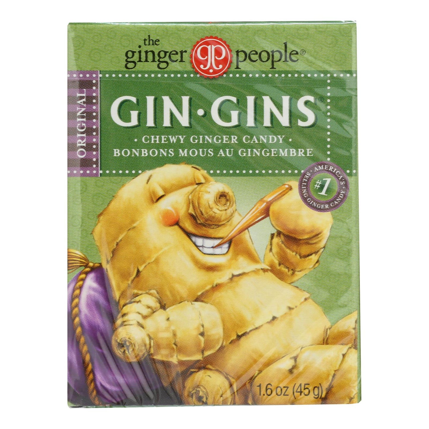Ginger People Gingins Chewy Original Travel Packs - Case of 24 - 1.6 oz