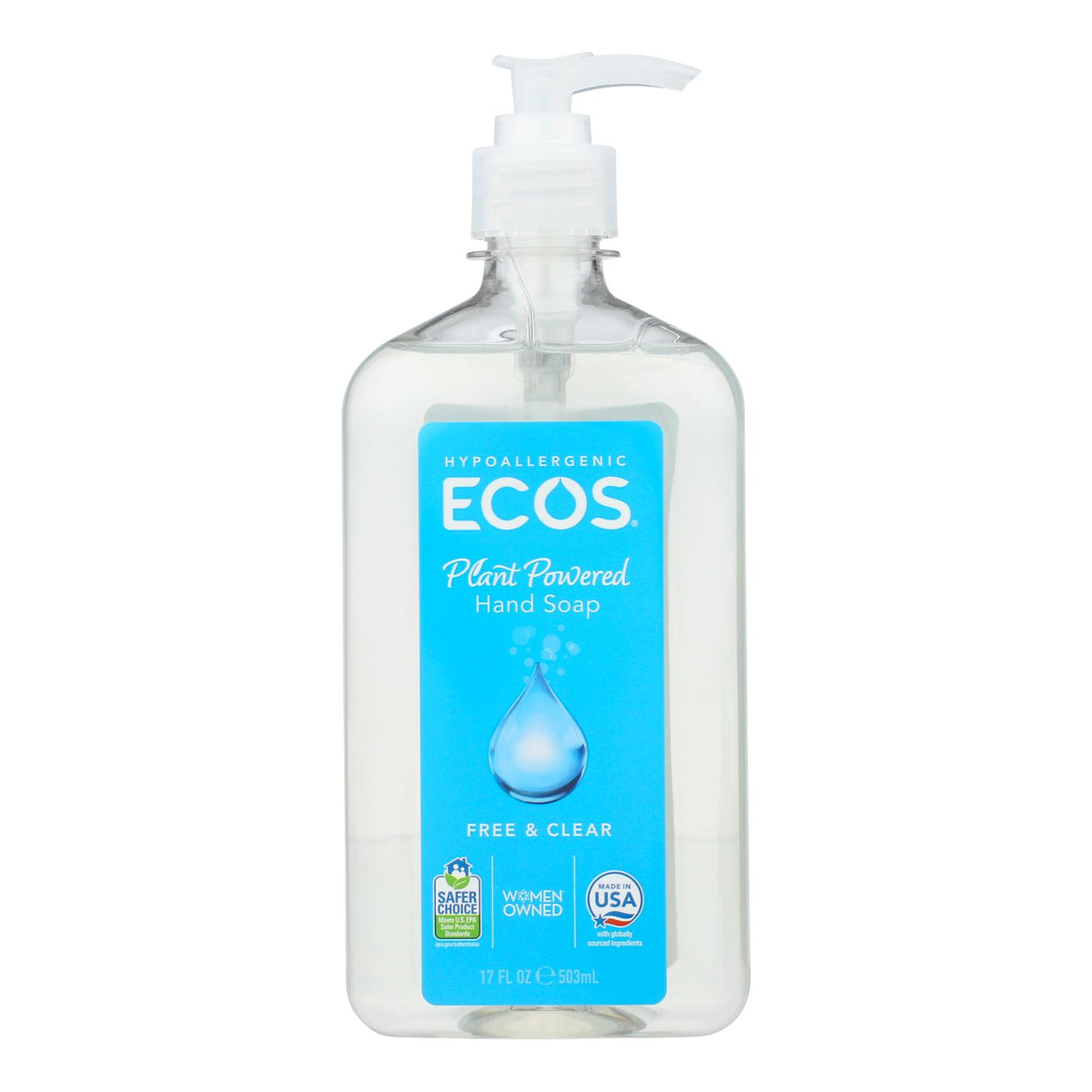 ECOS Hand Soap - Free And Clear - Case of 6 - 17 fl oz.