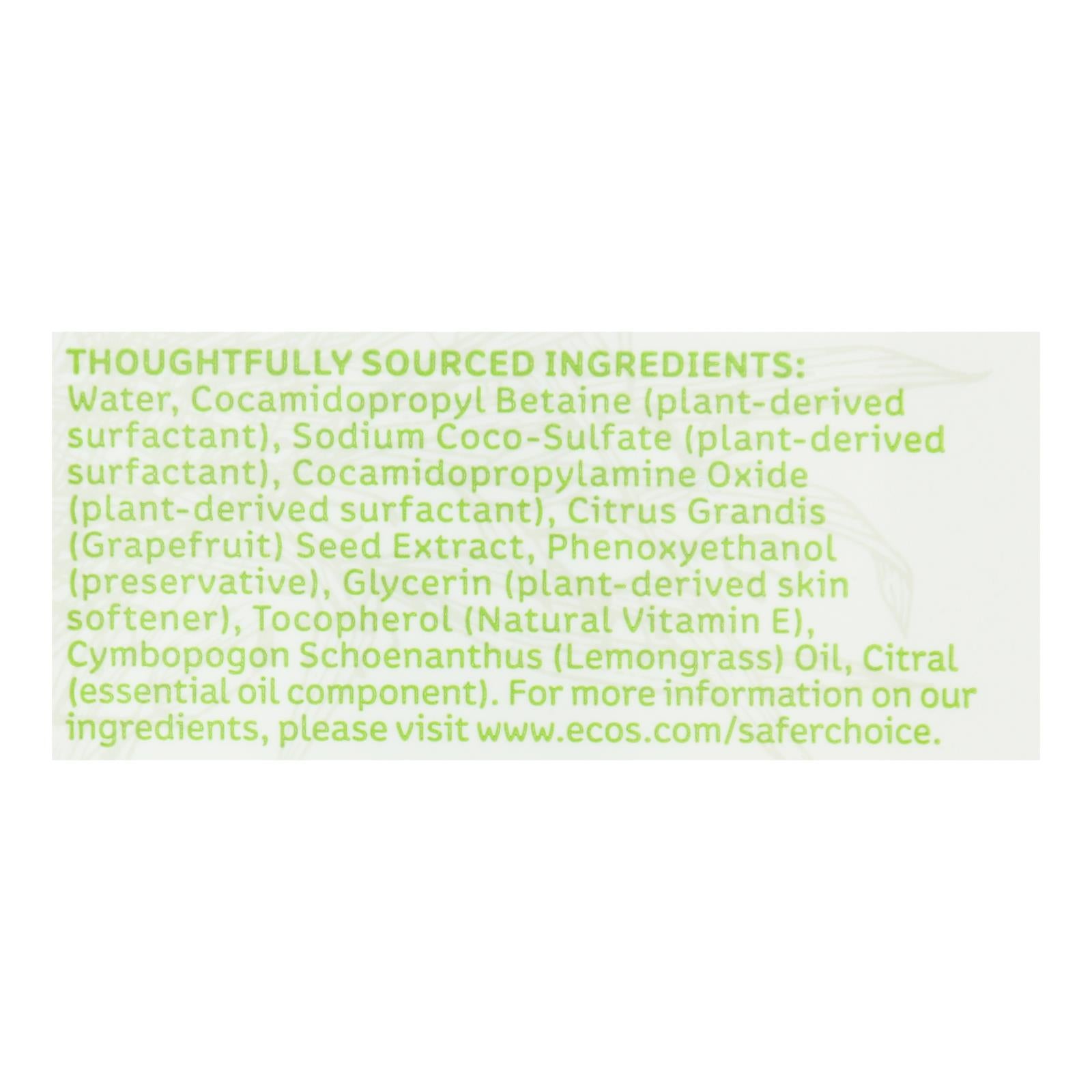 Earth Friendly Hand Soap - Lemongrass - Case of 6 - 17 FL oz.