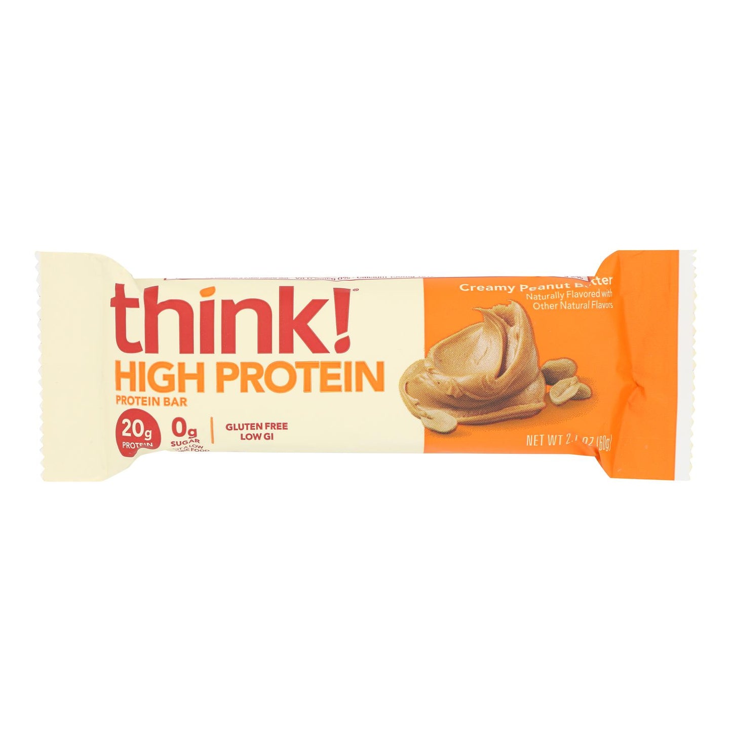 Think Products Thin Bar - Creamy Peanut Butter - Case of 10 - 2.1 oz