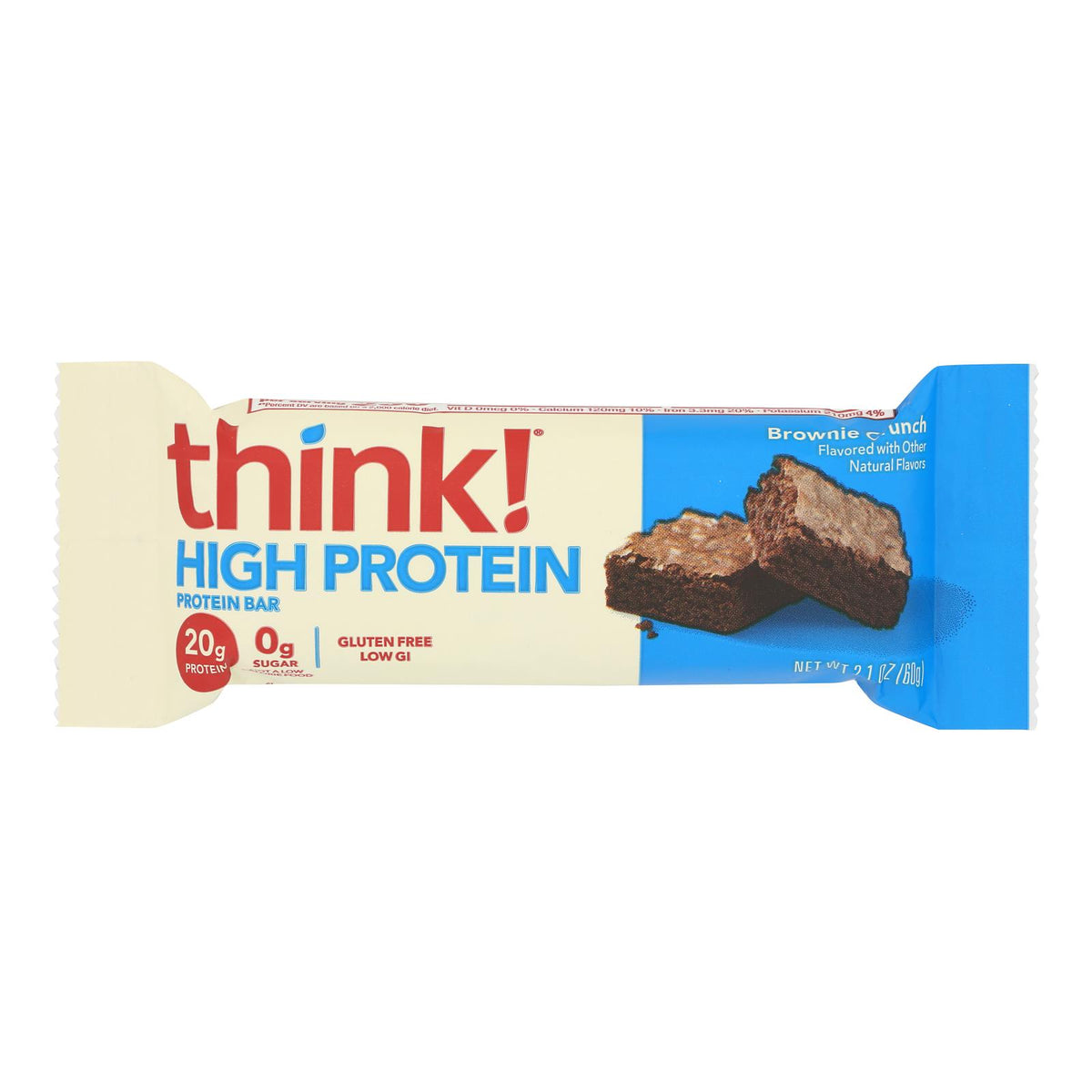 Think Products Thin Bar - Brownie Crunch - Case of 10 - 2.1 oz