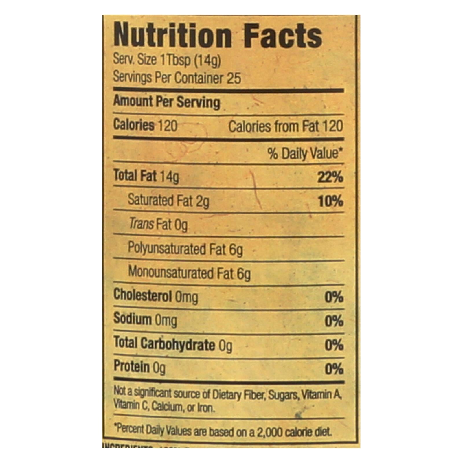 Napa Valley Naturals Organic Toasted Sesame Oil - Case of 12 - 12.7 Fl oz.