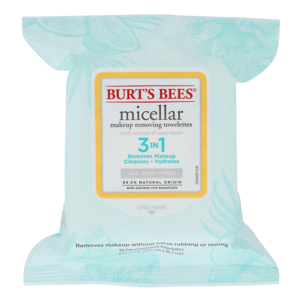 Burt's Bees Micellar Cleansing Towelettes  - Case of 3 - 30 CT