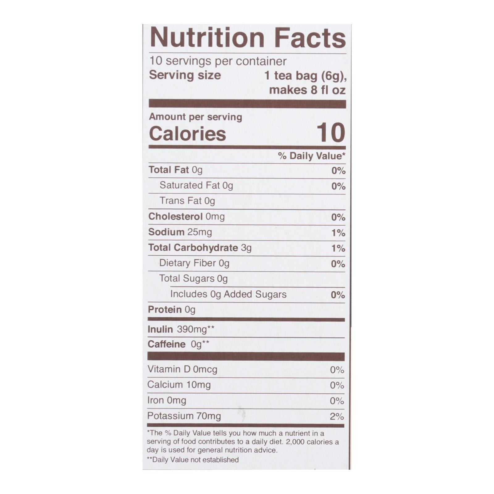 Teeccino Organic Herbal Coffee - Dandelion Dark Roast - 10 Bags - Case of 6