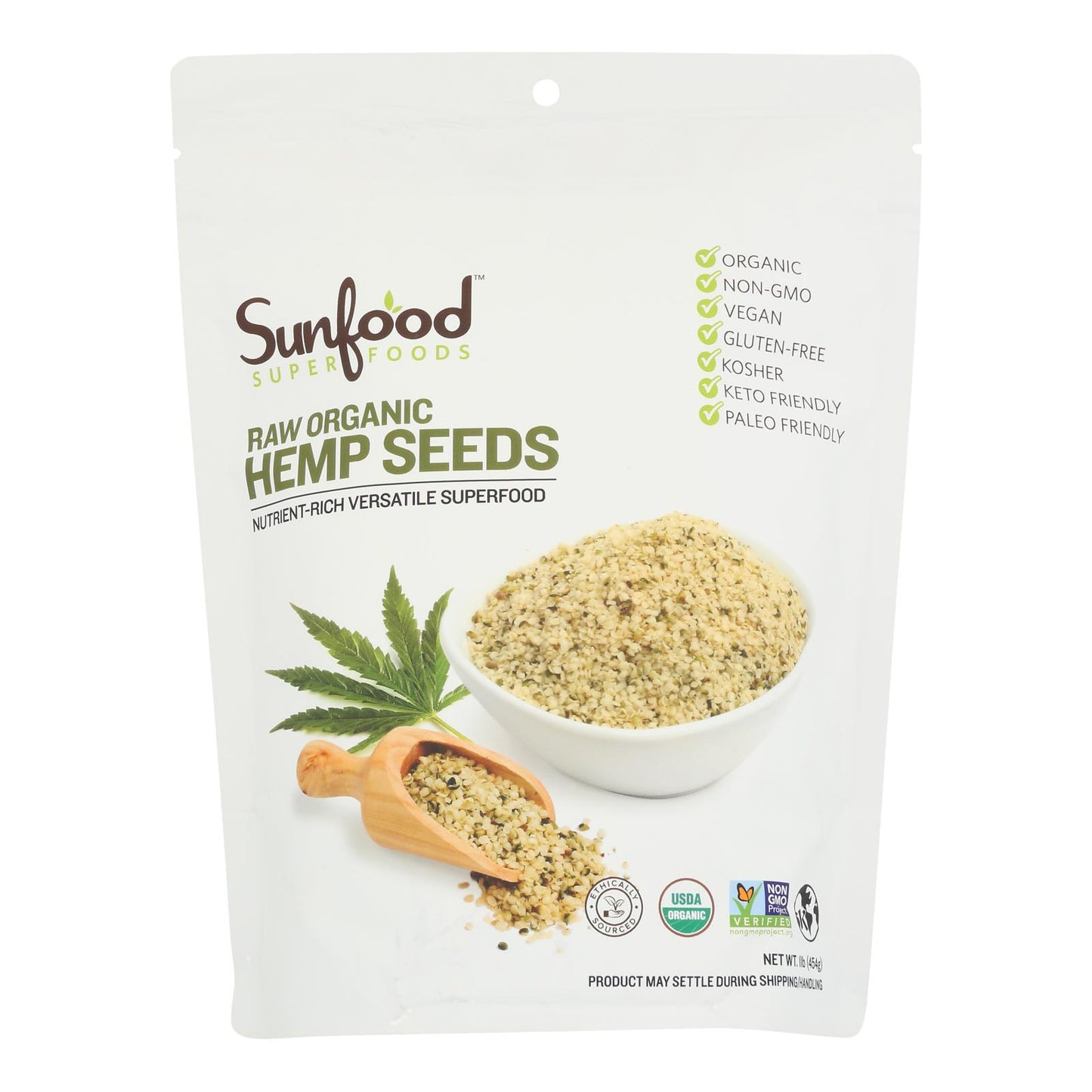 Sunfood - Hemp Seeds Shelled - 1 Each - 1 LB