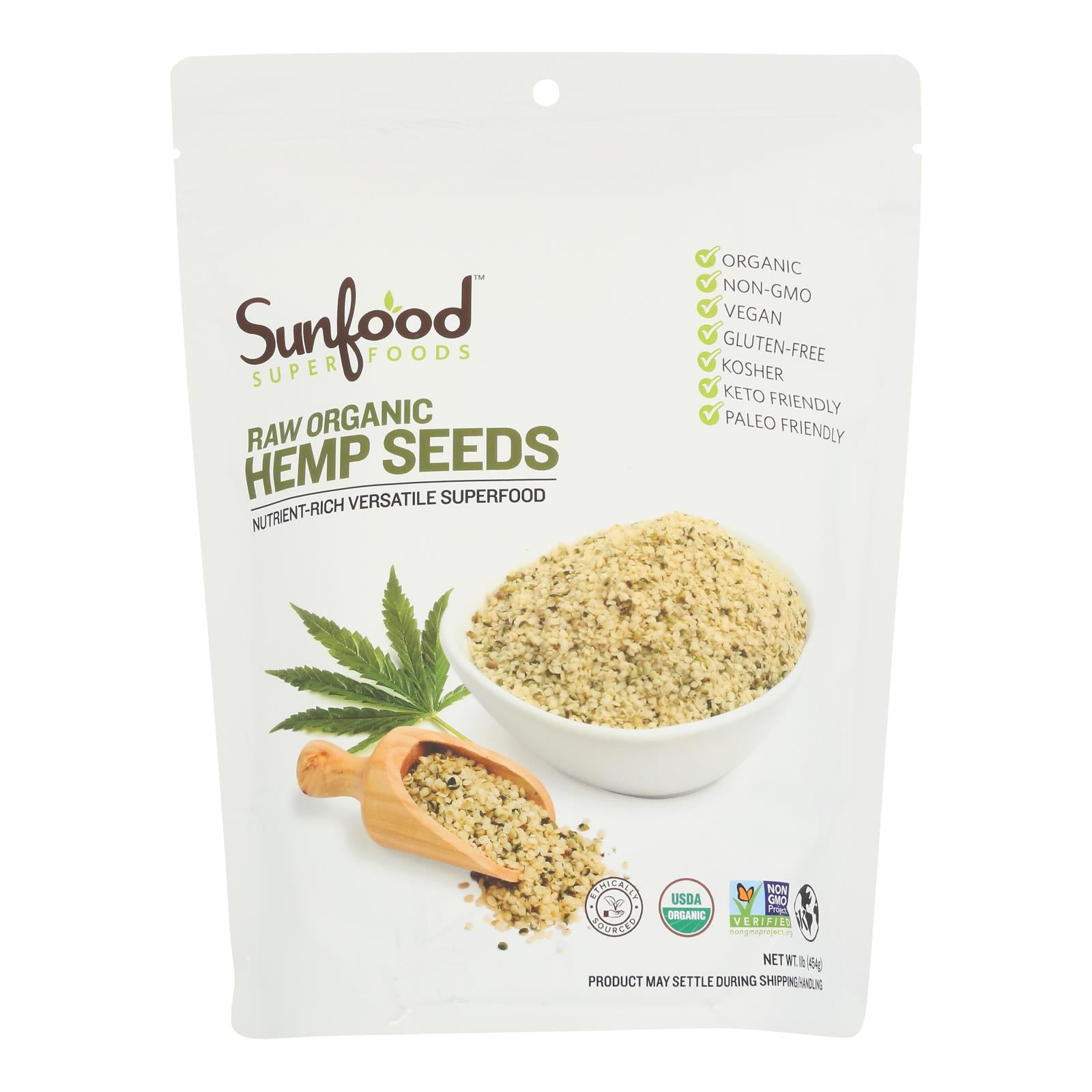 Sunfood - Hemp Seeds Shelled - 1 Each - 1 LB