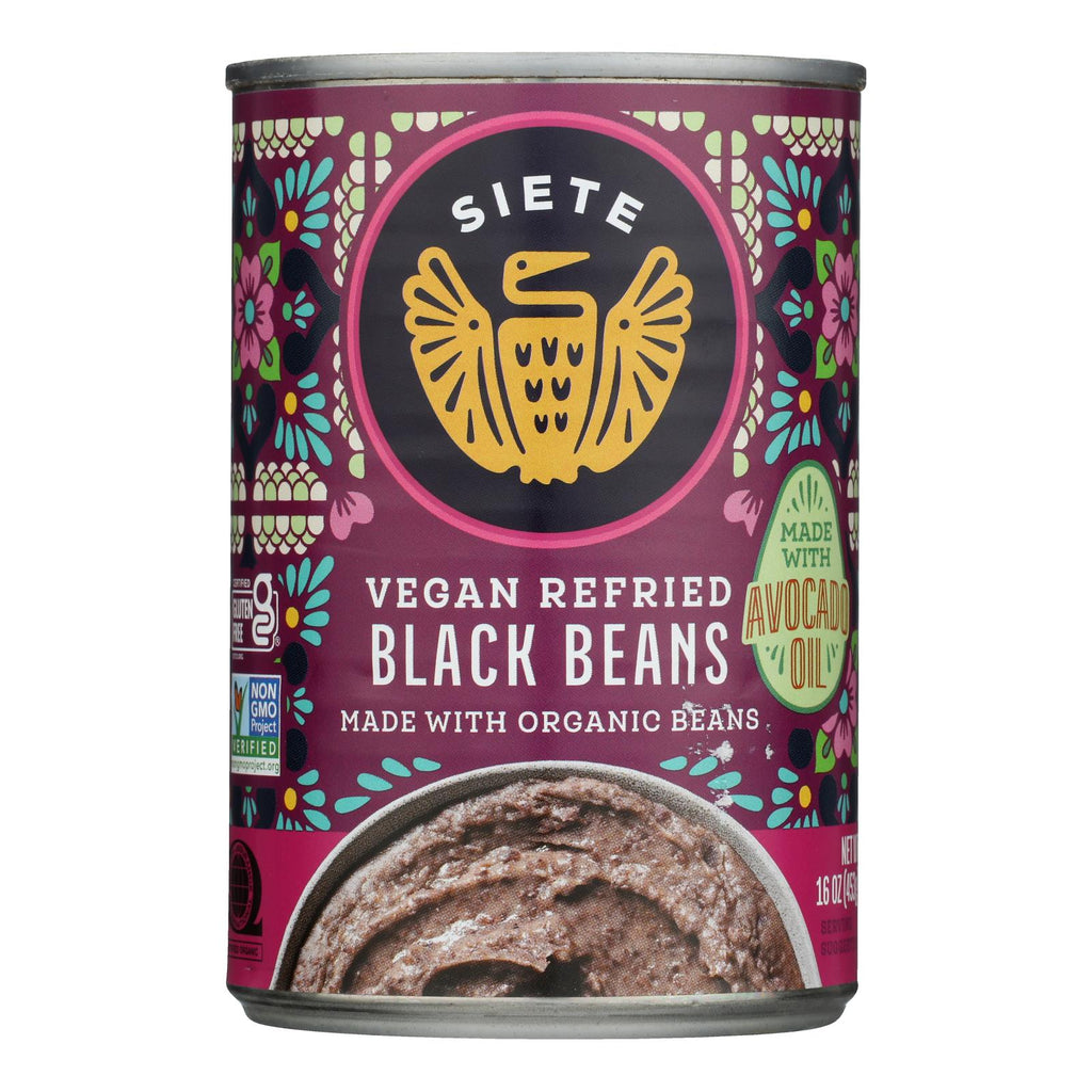 Siete - Beans Black Refried - Case of 12-16 OZ