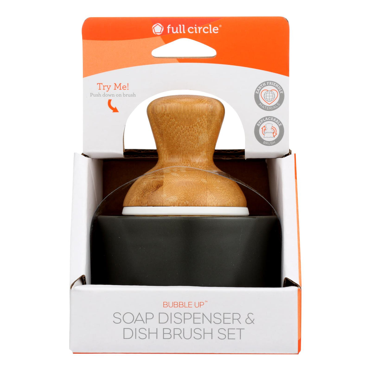 Full Circle Home - Bubble Up Soap Dispenser and Dish Brush Set - Gray - 1 Count