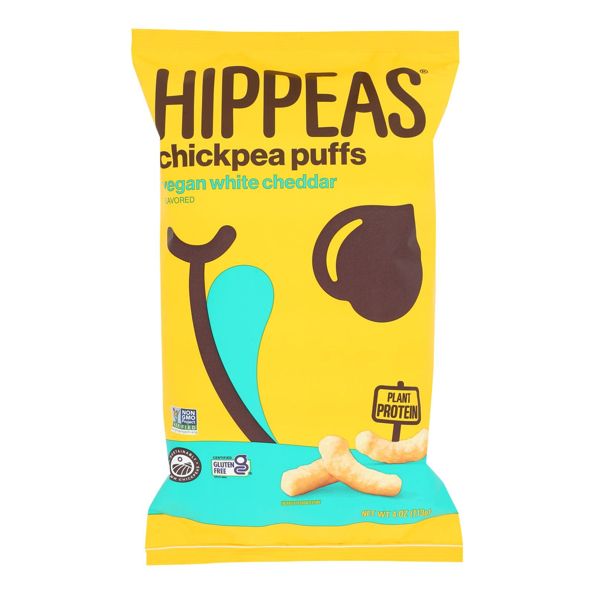 Hippeas, Vegan White Cheddar Flavored Chickpea Puffs, Case Of 12, 4 oz