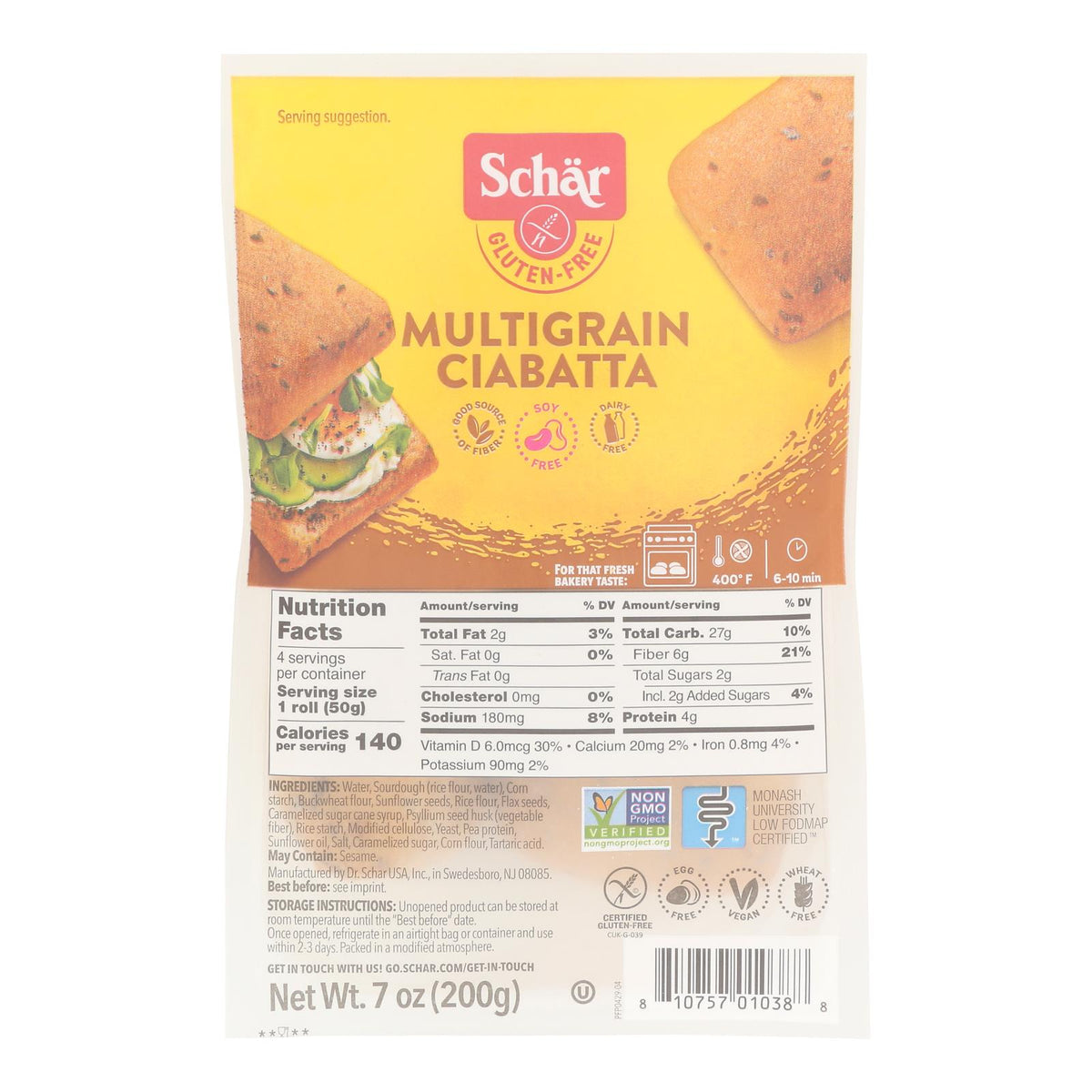 Schar - Ciabatta Multigrain - Case of 5-7.0 OZ