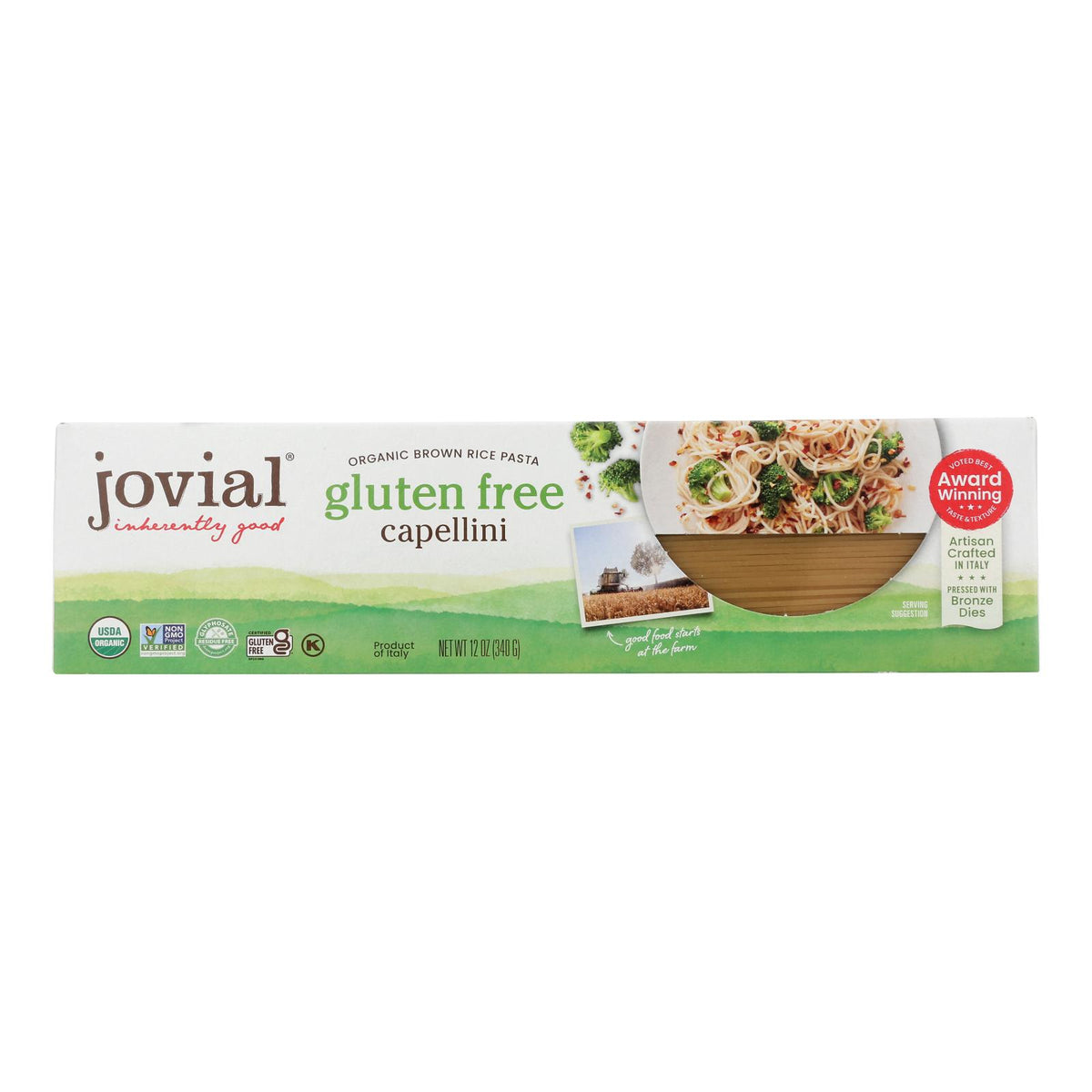 Jovial - Gluten Free Brown Rice Pasta - Capellini - Case of 12 - 12 oz.