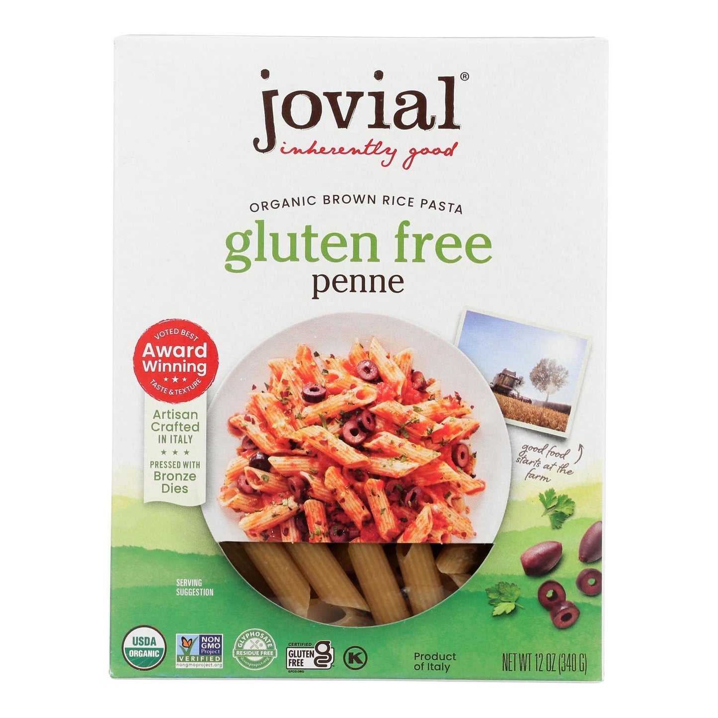 Jovial - Pasta - Organic - Brown Rice - Penne Rigate - 12 oz - case of 12