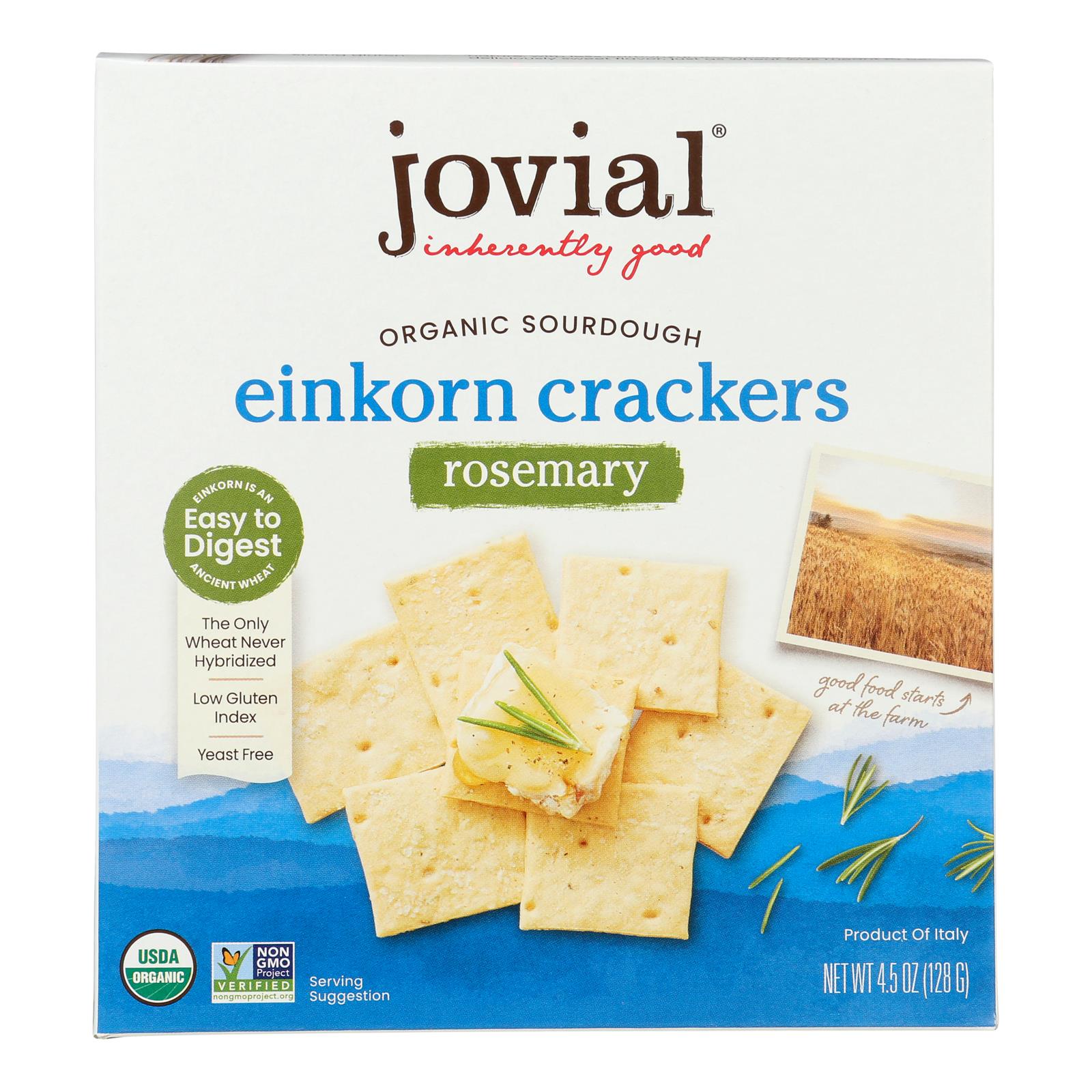Jovial - Sourdough Einkorn Crackers - Rosemary - Case of 10 - 4.5 oz.