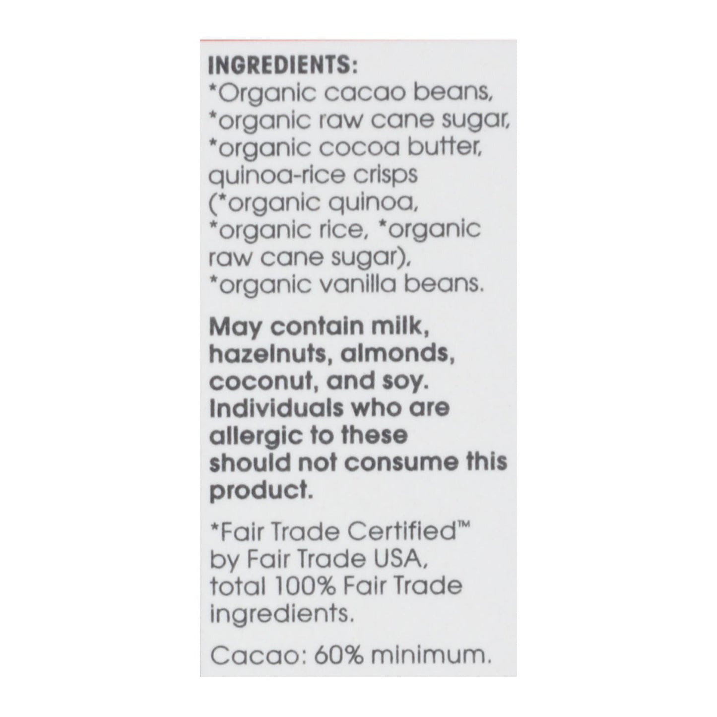 Alter Eco Americas Organic Chocolate Bar - Dark Quinoa - 2.82 oz Bars - Case of 12