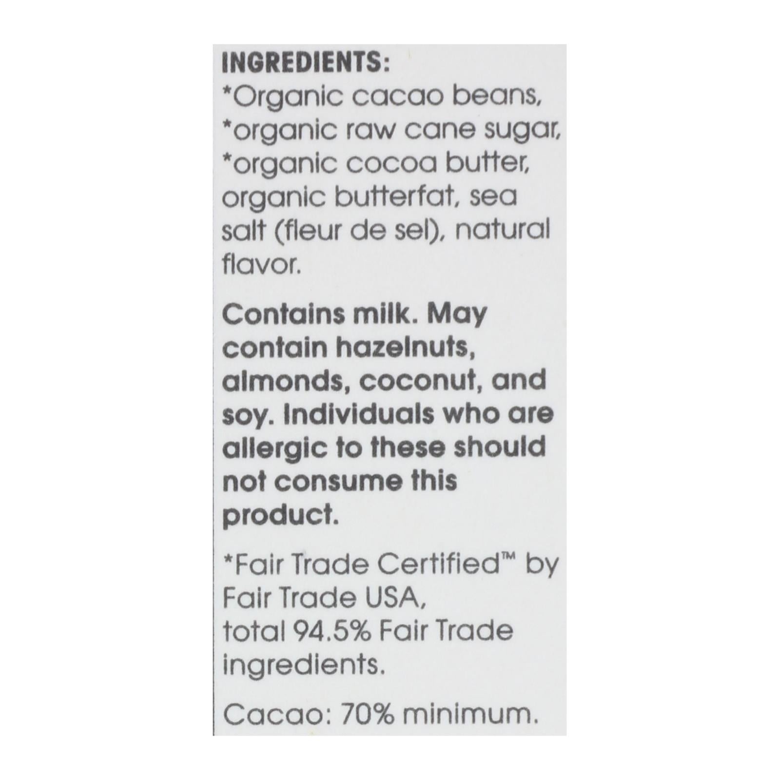 Alter Eco Americas Chocolate - Organic - Dark Salted Brown Butter - 2.82 oz - case of 12